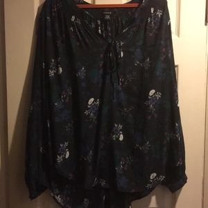 Torrid size 4 black floral blouse